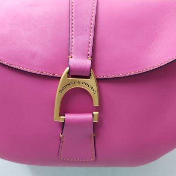 Dooney & Bourke Reese North South Pink Leather Flap Closure Shoulder Bag - Picture 3 of 16